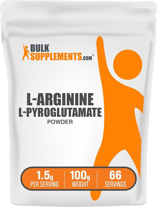BulkSupplements.com L-Arginine L-Pyroglutamate Powder - Arginine Supplement, Nitric Oxide Supplement, Arginine Powder - Gluten Free, 1500mg per Serving, 100g (3.5 oz) (Pack of 1)