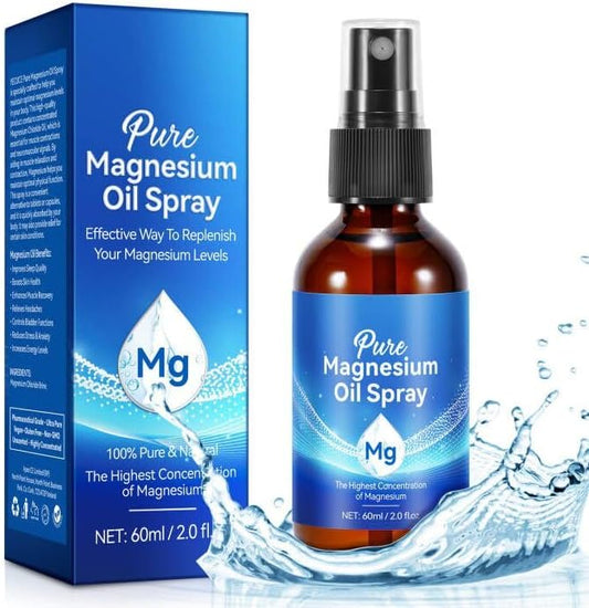 Magnesium Oil for Feet, Magnesium Spray, 100% Pure & Organic Natural Magnesium Oil Spray Glass Bottle, Easy to Absorb & Use, Magnesium Oil Spray for Feet