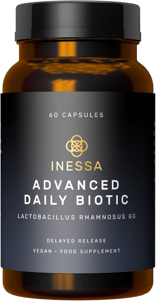 Inessa Daily Biotic - Probiotics for Women Digestive Health with Delayed Release Technology - Advanced Probiotic with 10 Billion CFU - Lactobacillus Rhamnosus Strain 60 Vegan Capsules for Men & Women