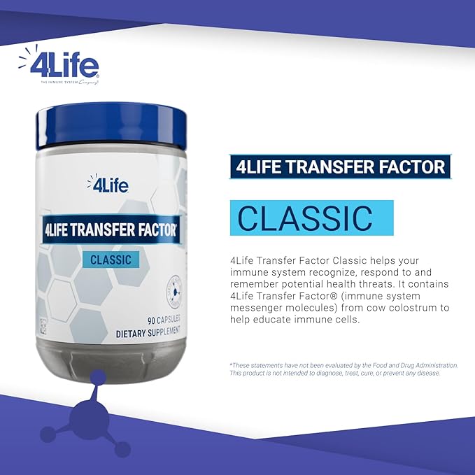 4Life Transfer Factor Classic - Immune Support Supplement with Cow Colostrum for Enhanced Immune System Recognition, Response, and Memory - for Ages 2 and Up - 90 Veggie Capsules