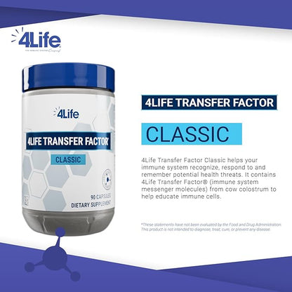 4Life Transfer Factor Classic - Immune Support Supplement with Cow Colostrum for Enhanced Immune System Recognition, Response, and Memory - for Ages 2 and Up - 90 Veggie Capsules