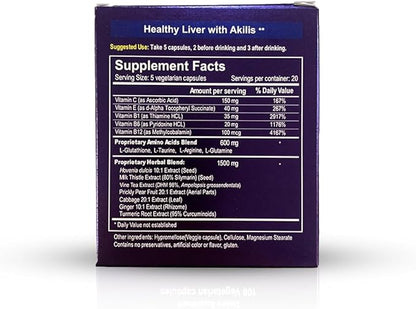 Akilis Antioxidant Liver Support Pills 100 (33 Doses), 16 Ingredients