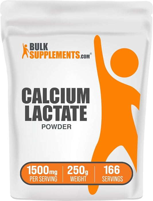 BulkSupplements.com Calcium Lactate Powder - Calcium Supplement, Calcium Lactate Food Grade - Calcium Lactate Supplement, 1500mg per Serving (200mg Calcium), 250g (8.8 oz) (Pack of 1)