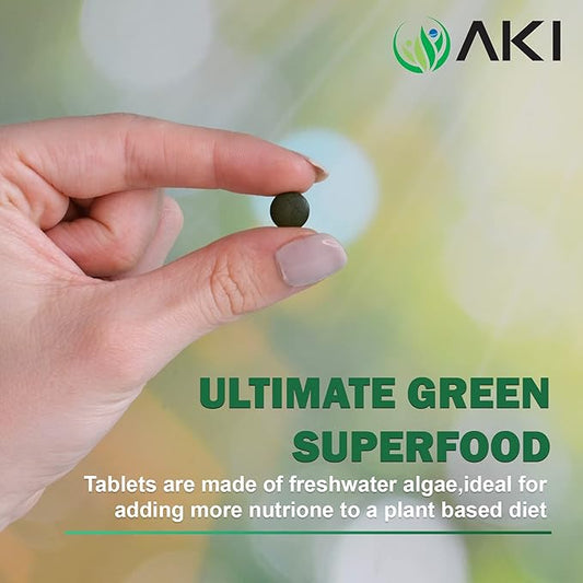 AKI Chlorella Superfood Supplement Tablets (250) B12, Iron,