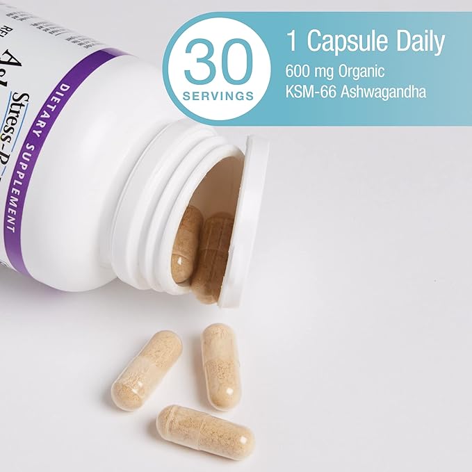 Stress-Relax KSM-66 Ashwagandha 600 mg by 30 vegetarian (30 servings), 60 Capsules