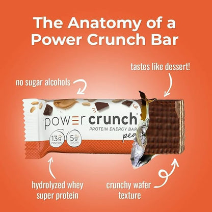 Power Crunch Protein Wafer Bars, High Protein Snacks with Delicious Taste, Peanut Butter Fudge, 1.4 Ounce (12 Count)