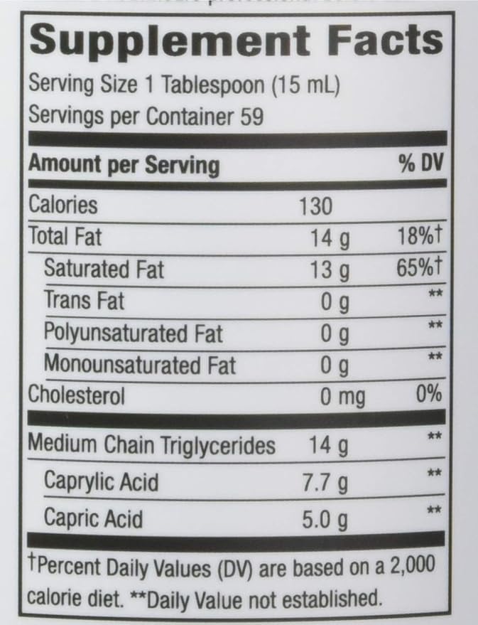 Nature's Way Nature's Way Mct Oil from Coconut Pure Source, No Filler Oils, 14 G of Mcts Per Serving, 30 Fl Oz (Pack of 6)