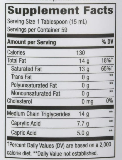 Nature's Way Nature's Way Mct Oil from Coconut Pure Source, No Filler Oils, 14 G of Mcts Per Serving, 30 Fl Oz (Pack of 6)
