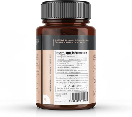 Double Strength Cissus Quadrangularis 1000mg x 180 Veggie