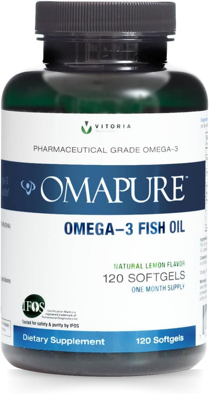 Pharmaceutical Grade Omega-3 Fish Oil Supplement (1 Bottle, 120 softgels) 2600 mg Omega-3 Fatty 5-Star Certified
