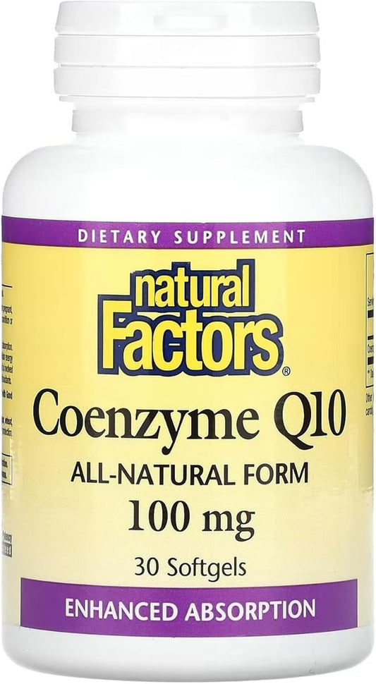 Natural Factors Coenzyme Q10 100 mg, Q10 Supplement 30 Softgels