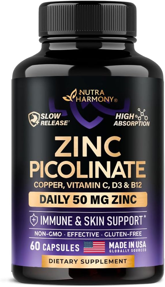 NUTRAHARMONY Zinc Picolinate 50 mg 60 Capsules, 2 Month