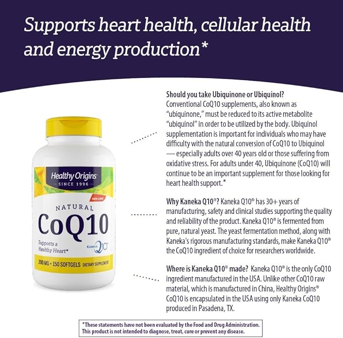 Healthy Origins CoQ10 (Kaneka Q10), 200 mg 150 Softgels