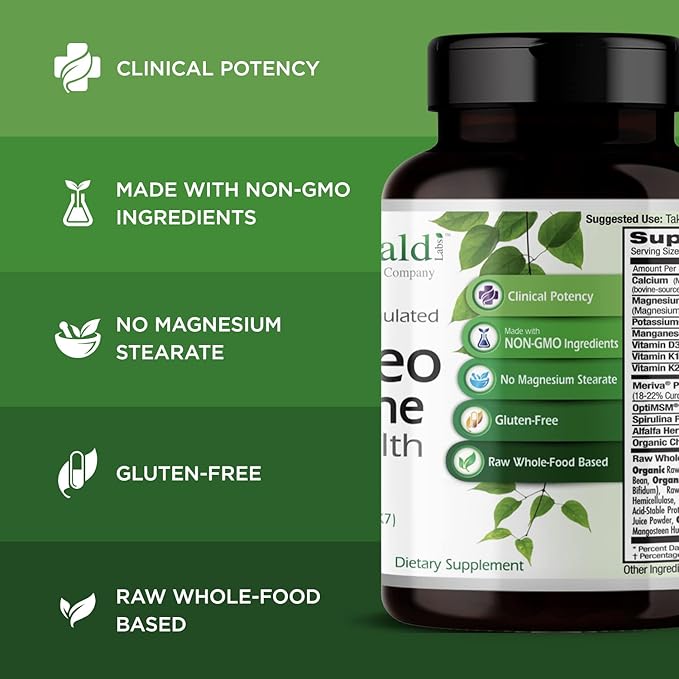 EMERALD LABS Osteo Bone Health D3, K2, K2, Calcium, 180 Vegetable