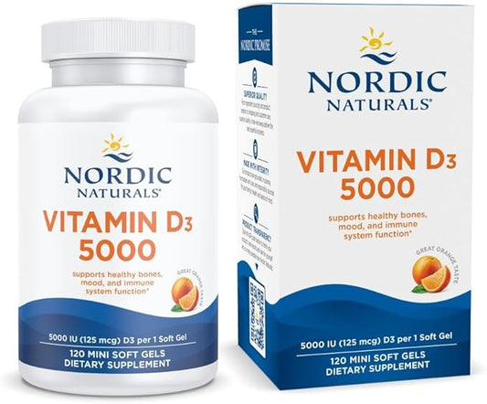 Nordic Naturals Vitamin D3 5000, Orange 120 Mini 5000 IU D3 - 120 Servings