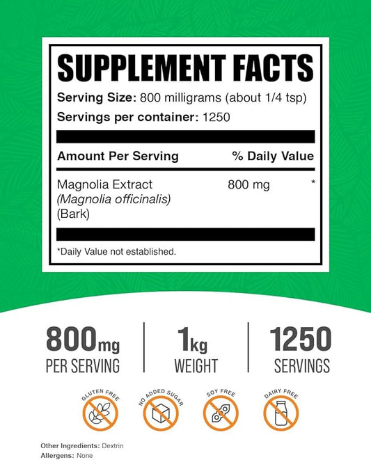 BulkSupplements.com Magnolia Bark Extract Powder 800mg per 1kg (2.2 (2.2 lbs) 1)
