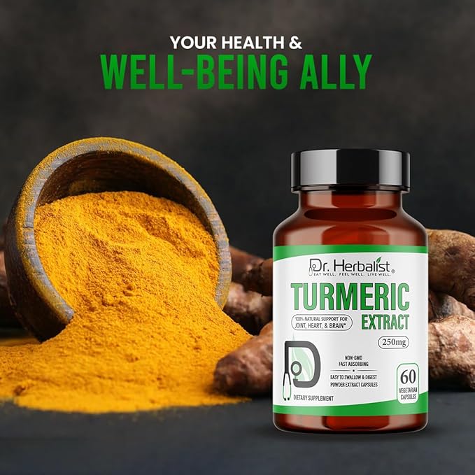 Turmeric Curcumin Root Extract Capsules 250mg 60 Capsules (1 Pack: 60 Capsules)