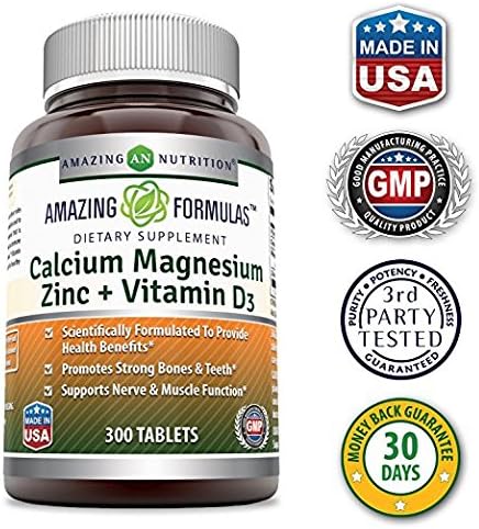 Amazing Formulas Calcium Magnesium Zinc D3 Supplement (300 Count 3 Pack)