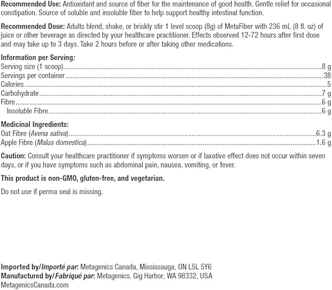 Metagenics MetaFiber - 6 g Dietary 10.72 oz