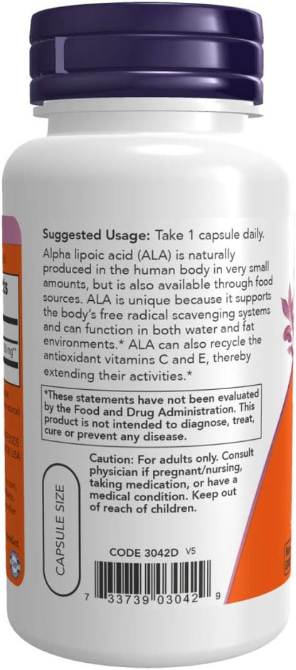 NOW Supplements, Alpha Lipoic Acid 250 60 Veg