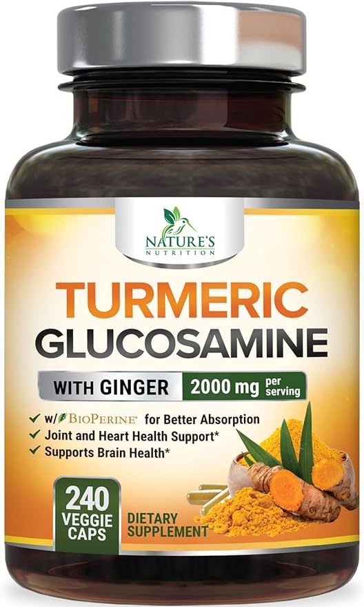 Turmeric Curcumin with BioPerine, Ginger & 95% Curcuminoids 2000mg Black 240 Capsules