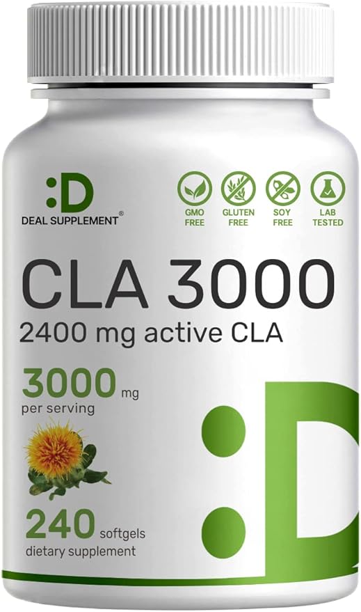 Ultra Strength CLA 3000mg | 240 Softgels, Active Conjugated Linoleic Acid from Safflower Oil