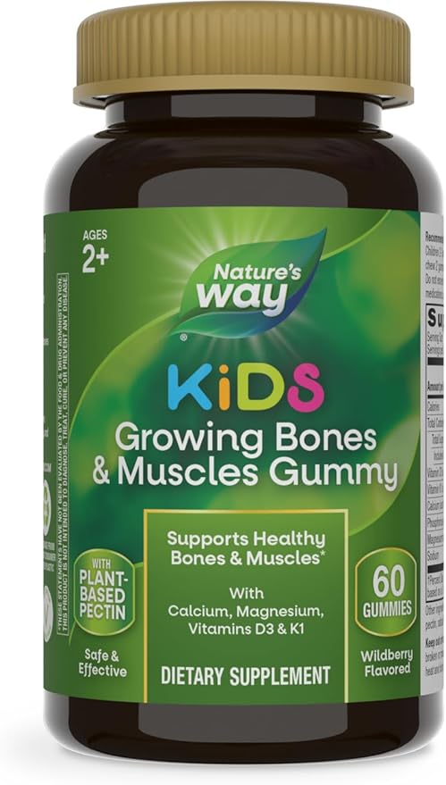 Nature's Way Kids Growing Bones & D3 & K1, Ages 2+, Wildberry 60 Gummies