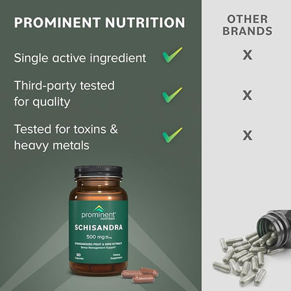 Schisandra Supplement - Stress Management Support 500 mg, 60 Count