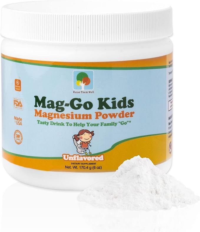Mag-Go Kids Magnesium Powder | Constipation Relief (Unflavored) | 90 Servings per Tub
