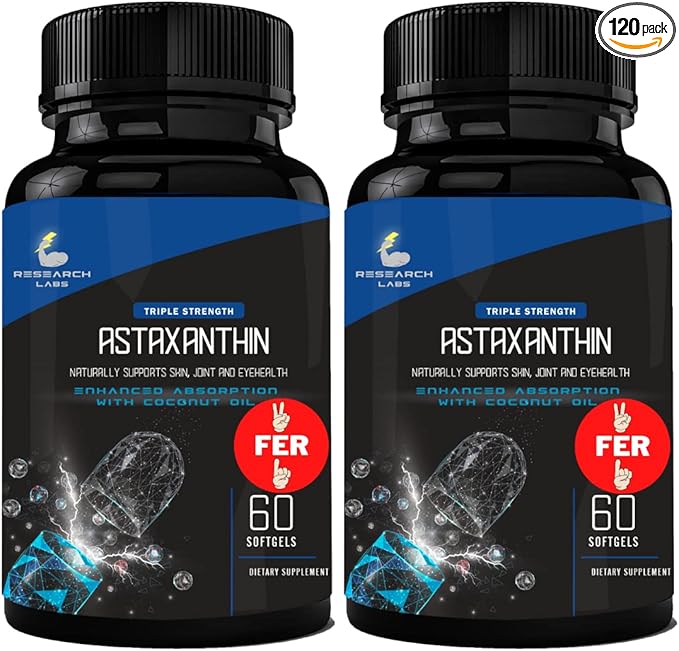 Research Labs Triple Strength Natural Astaxanthin 12mg Softgels 120 Total