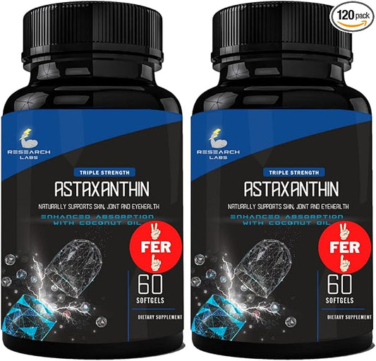 Research Labs Triple Strength Natural Astaxanthin 12mg Softgels 120 Total