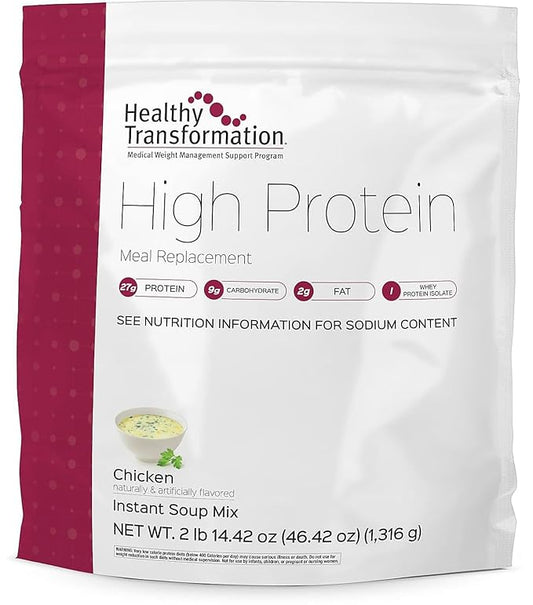 Bariatric Advantage High Protein Meal Replacement Drink Mix, Protein Powder Whey Isolate for Gastric Bypass and Sleeve Gastrectomy Patients, 27g Protein, Lactose Free - Chicken Soup - 28 Servings
