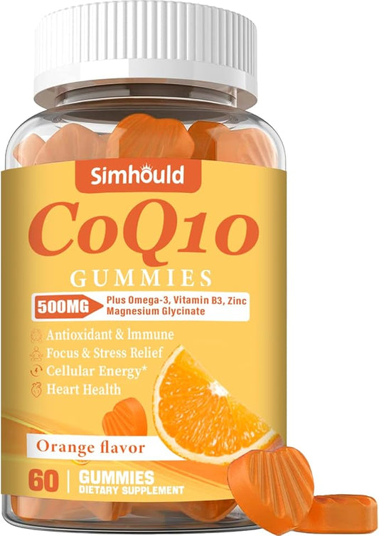 1 Pack CoQ10 500MG Gummies Omega-3, Magnesium, B3 & 3X Better Q10 Supplements 60 Counts