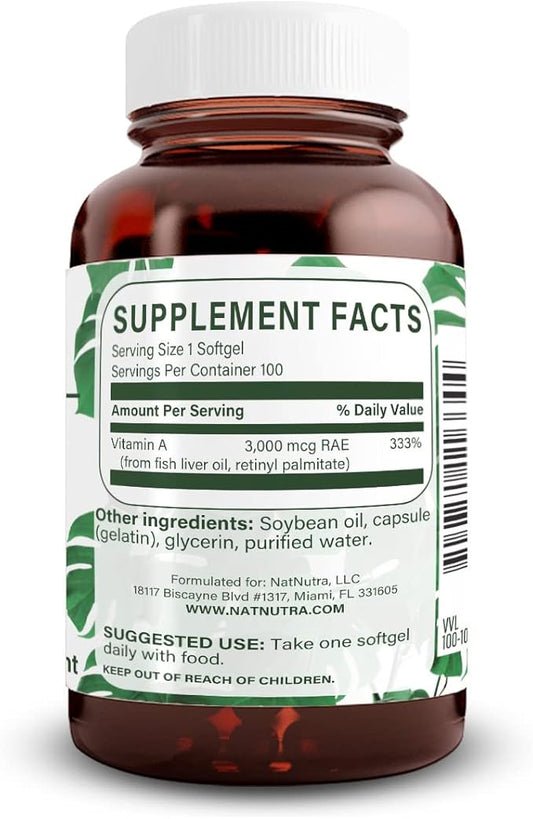 Natural Nutra Vitamin A 10,000 IU, 3, 100 100 Gluten (2 Pack)