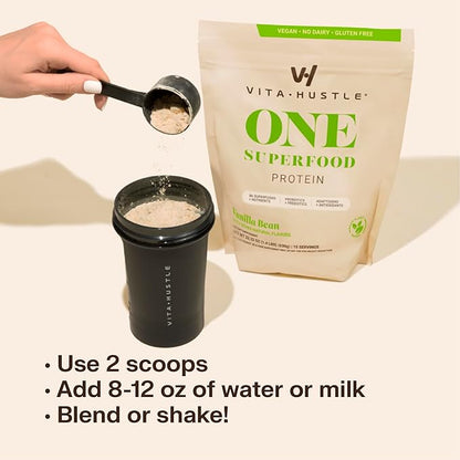 VitaHustle ONE Superfood Protein All-in-One Nutrition 20g Vanilla 86 Superfoods, 15 Servings