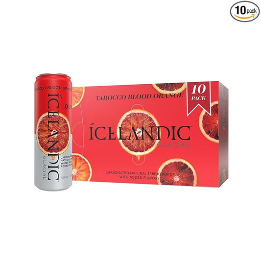 Icelandic Glacial Sparkling Water, Tarocco Blood Orange, 330 ml / 11.1 Fl Oz Cans (Pack of 10)