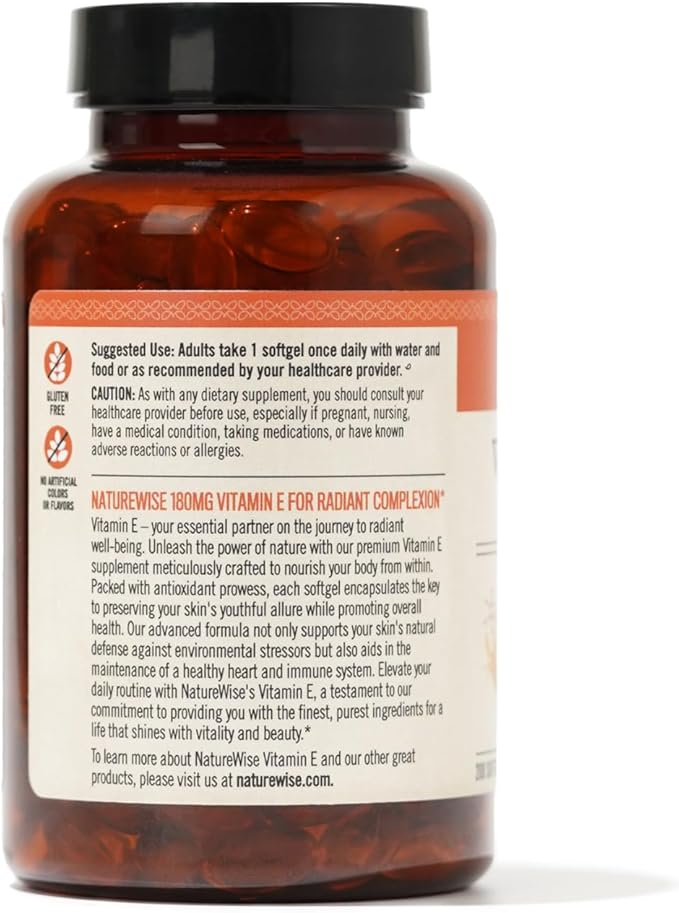 NatureWise Vitamin E 400 IU Softgels (180mg DL-Alpha) 200-Day Supply, 200 Count
