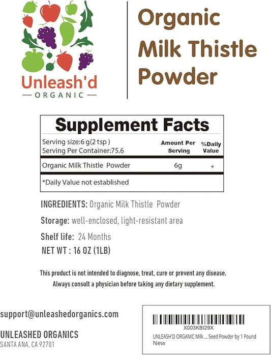 UNLEASH'D ORGANIC Milk Thistle Powder 1