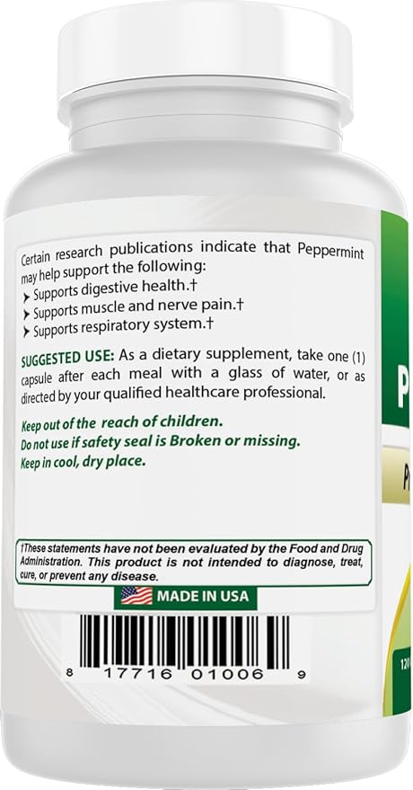 Best Naturals Peppermint Oil Bowel Soothing 250 mg, 120 Count