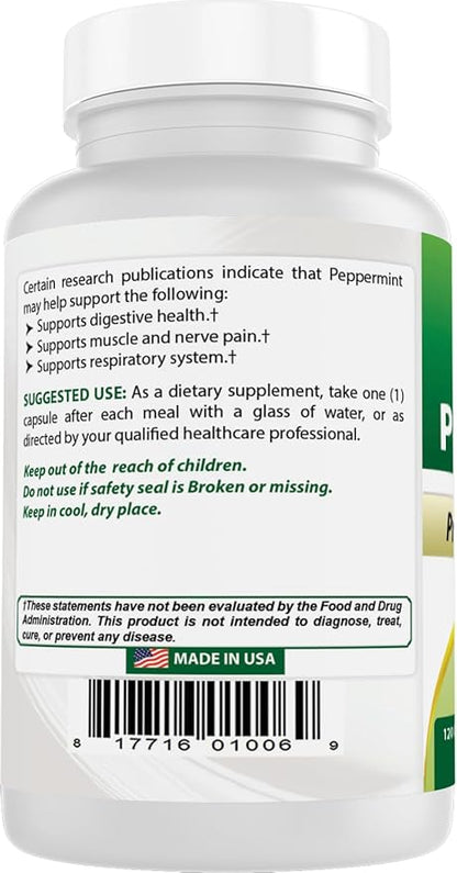 Best Naturals Peppermint Oil Bowel Soothing 250 mg, 120 Count