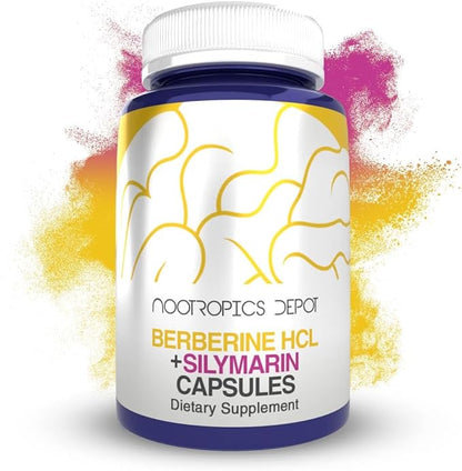 Nootropics Depot Berberine HCL + Silymarin Capsules 500mg + 90mg | 180 Count