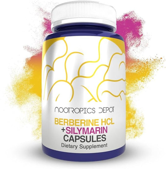 Nootropics Depot Berberine HCL + Silymarin Capsules 500mg + 90mg | 180 Count