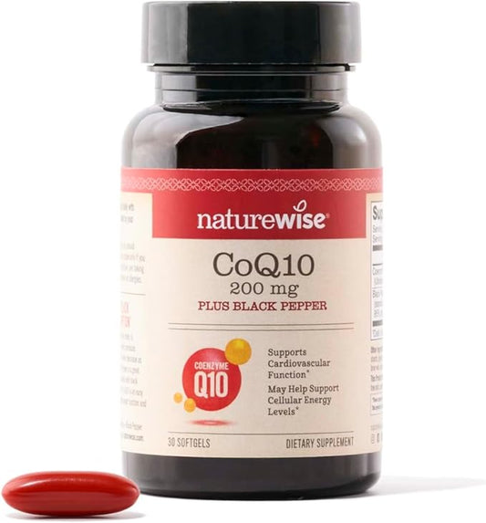 NatureWise CoQ10 200mg Softgels, High Absorption CoQ10 with 30 Softgels[1-Month Softgels[1-Month Supply]