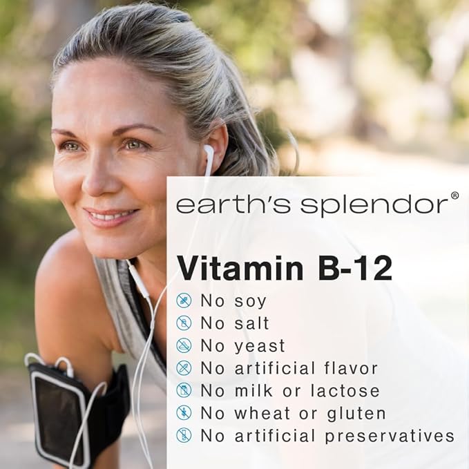 Earth's Splendor Energy Supplements, with Vitamin B12, Dietary (1000mcg, 200 200 Tablets)