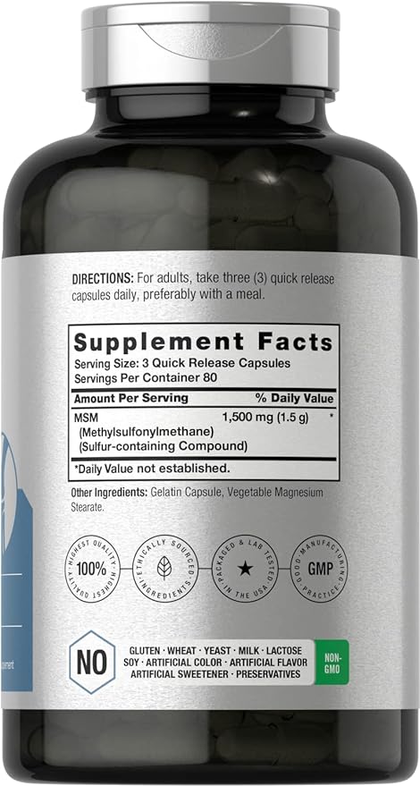 Horbäach MSM Supplement Capsules 1500mg | 240 Count