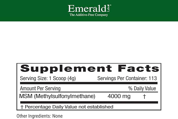EMERALD LABS MSM Powder 4,000 mg 16 Oz