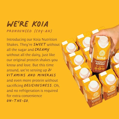 Koia - Plant Based Protein Shake 20g Protein, 5g Sugar, 6g Prebiotic 21 Vitamins 11 fl 12 Bottles