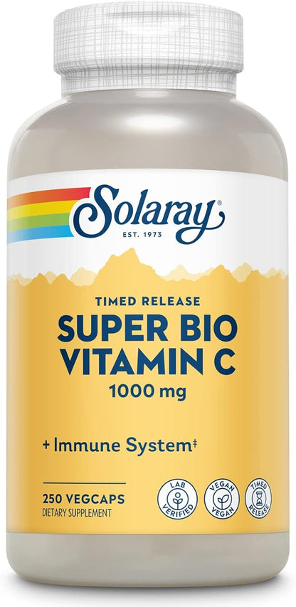 Solaray Super Bio Vitamin C 1000mg, 60 Day 125 Servings, 250 VegCaps