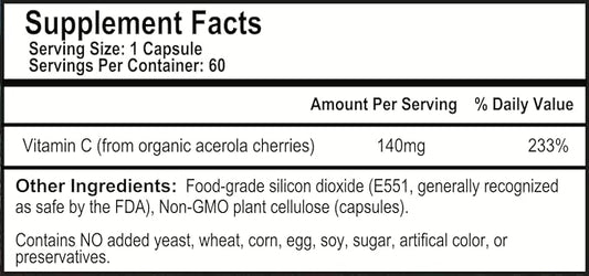 OPTIVIDA Vitamin C Plant-Based Complex: Natural 60 Serv.