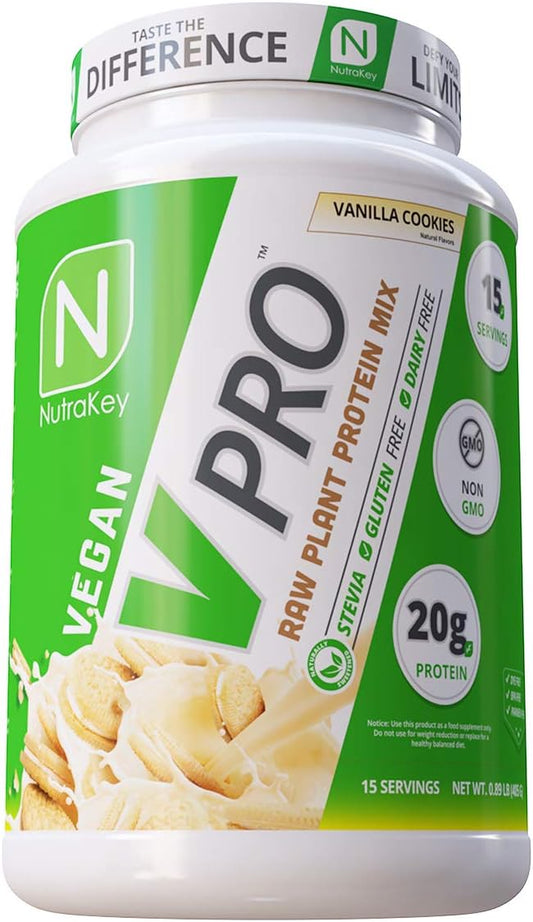 NutraKey V-Pro, Raw Plant Protein Powder, 20g of 1.78-Pound.